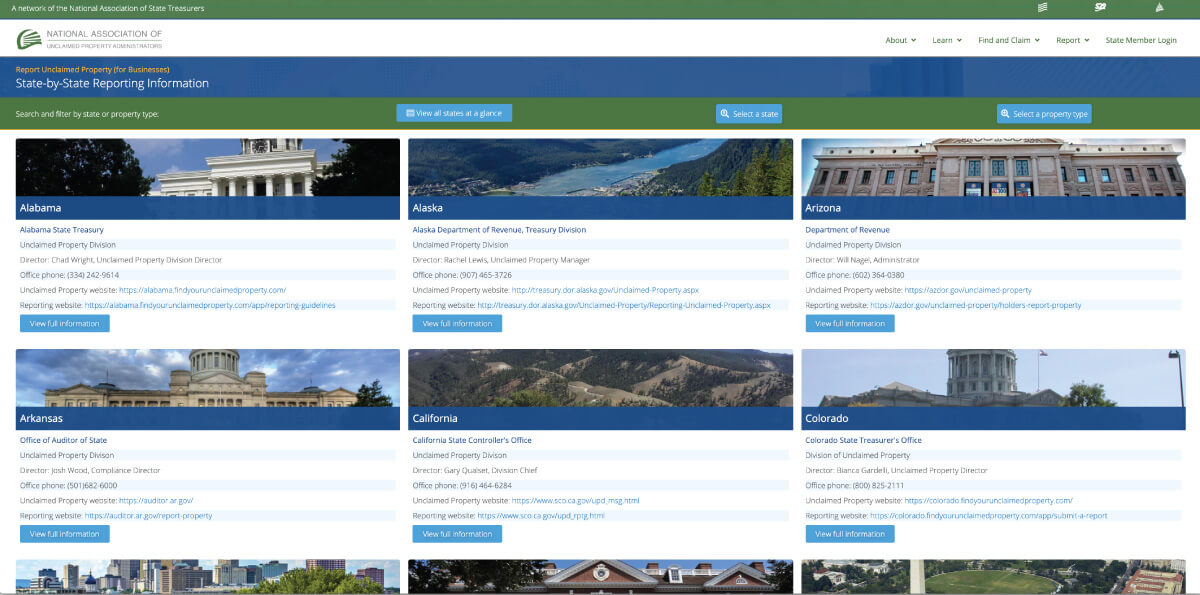 NAUPA reporting webpage